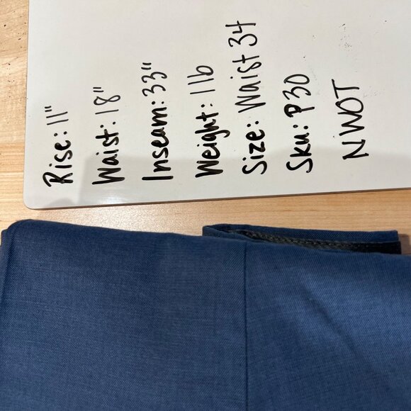 Kenneth Cole Reaction Mens Flat Front Dress Pants Blue Waist 34 NWOT - Picture 12 of 14